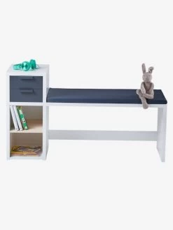 Banc De Lecture + Rangement LIGNE REGLISSE Blanc/gris Foncé - Vertbaudet -Périphériques Pour Enfants banc de lecture rangement ligne reglisse 3