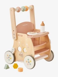 Chariot De Marche Poussette En Bois FSC® Rose - Vertbaudet -Périphériques Pour Enfants chariot de marche poussette en bois fsc 3