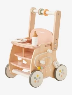 Chariot De Marche Poussette En Bois FSC® Rose - Vertbaudet -Périphériques Pour Enfants chariot de marche poussette en bois fsc 4
