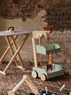 Chariot De Ménage En Bois FSC® Vert - Vertbaudet -Périphériques Pour Enfants chariot de menage en bois fsc 3
