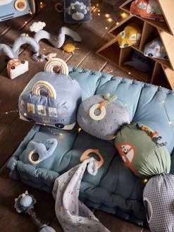 Doudou En Gaze De Coton + Hochet En Bois PETIT DINO Multicolore - Vertbaudet -Périphériques Pour Enfants doudou en gaze de coton hochet en bois petit dino 4