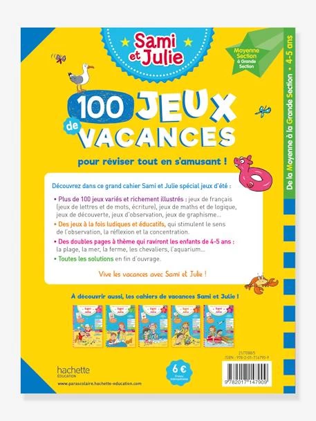 Livre éducatif Sami Et Julie - 100 Jeux De Vacances De La Moyenne à La Grande Section - Cahier De Vacances 2021 - HACHETTE ÉDUCATION Blanc - Hachette 3 Livre éducatif Sami Et Julie - 100 Jeux De Vacances De La Moyenne à La Grande Section - Cahier De Vacances 2021 - HACHETTE ÉDUCATION Blanc - Hachette – Image 3