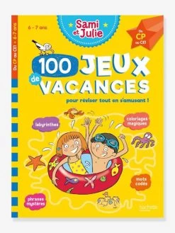 Livre éducatif Sami Et Julie - 100 Jeux De Vacances Du CP Au CE1 - Cahier De Vacances 2021 - HACHETTE ÉDUCATION Blanc - Hachette