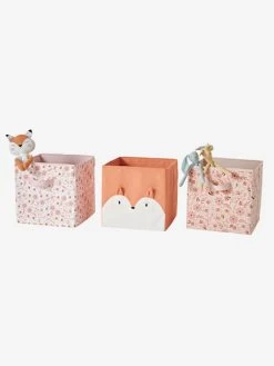Lot De 3 Bacs De Rangement FLEURETTES Rose - Vertbaudet