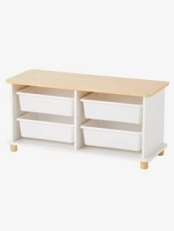 Meuble De Rangement + 4 Bacs LIGNE PTILOU Blanc/bois - Vertbaudet -Périphériques Pour Enfants meuble de rangement 4 bacs ligne ptilou 2