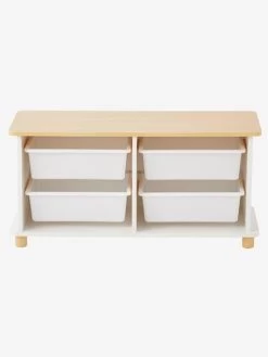 Meuble De Rangement + 4 Bacs LIGNE PTILOU Blanc/bois - Vertbaudet -Périphériques Pour Enfants meuble de rangement 4 bacs ligne ptilou 3