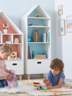 Meuble De Rangement "maison" 5 Cases Blanc - Vertbaudet -Périphériques Pour Enfants meuble de rangement maison 5 cases 4