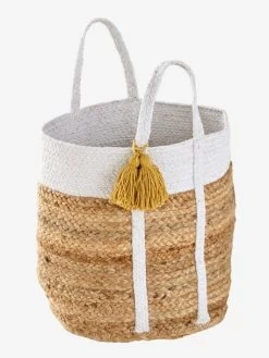 Panier En Jute Avec Fils Lurex Marguerite Blanc - Vertbaudet