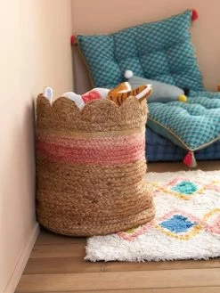 Panier En Jute Festonné Fiore Osier/rose - Vertbaudet -Périphériques Pour Enfants panier en jute festonne fiore 2