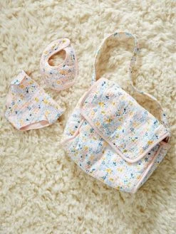 Sac à Langer Poupon + Couche + Bavoir En Gaze De Coton Rose - Vertbaudet -Périphériques Pour Enfants sac a langer poupon couche bavoir en gaze de coton 2