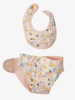 Sac à Langer Poupon + Couche + Bavoir En Gaze De Coton Rose - Vertbaudet -Périphériques Pour Enfants sac a langer poupon couche bavoir en gaze de coton 5