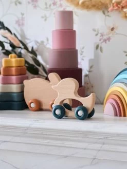 Set De 2 Animaux à Roulettes En Bois Et Silicone Orange - Vertbaudet -Périphériques Pour Enfants set de 2 animaux a roulettes en bois et silicone 2