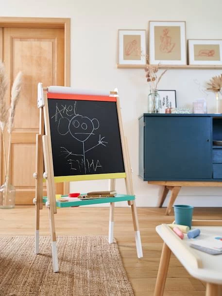 Tableau Pliable Et Réglable En Hauteur 3 En 1 En Bois FSC® Multicolore - Vertbaudet 2 Tableau Pliable Et Réglable En Hauteur 3 En 1 En Bois FSC® Multicolore - Vertbaudet – Image 2