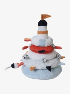 Tour à Empiler En Tissu LEON SUR LE PONTON Multicolore - Vertbaudet -Périphériques Pour Enfants tour a empiler en tissu leon sur le ponton 2